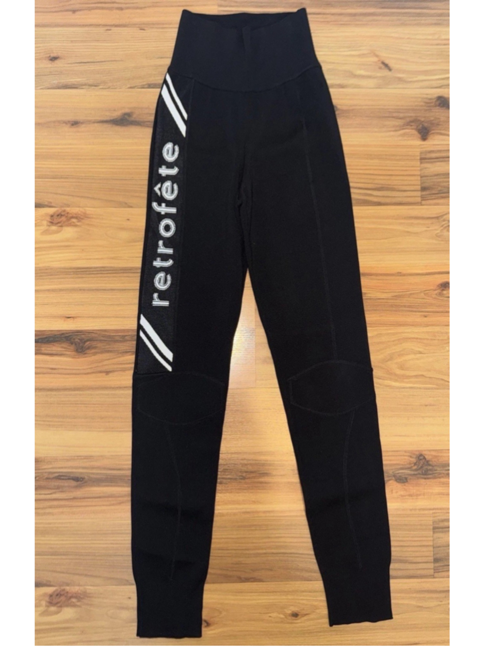 Retrofête Sloane Leggings XS Black Logo Knit High Rise Athleisure Luxe Designer